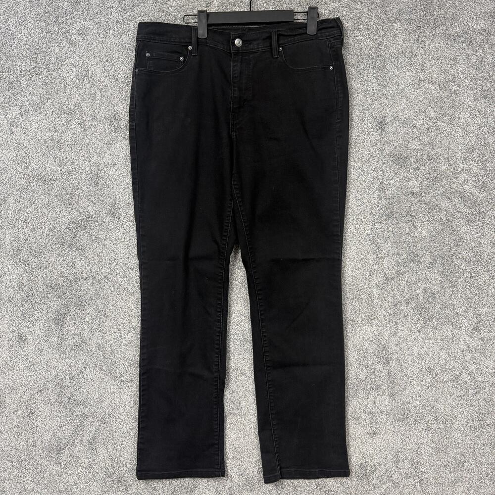 Levi's 505 Straight Jeans Womens 14 35x29 Black Dark Wash Stretch Denim Mid Rise